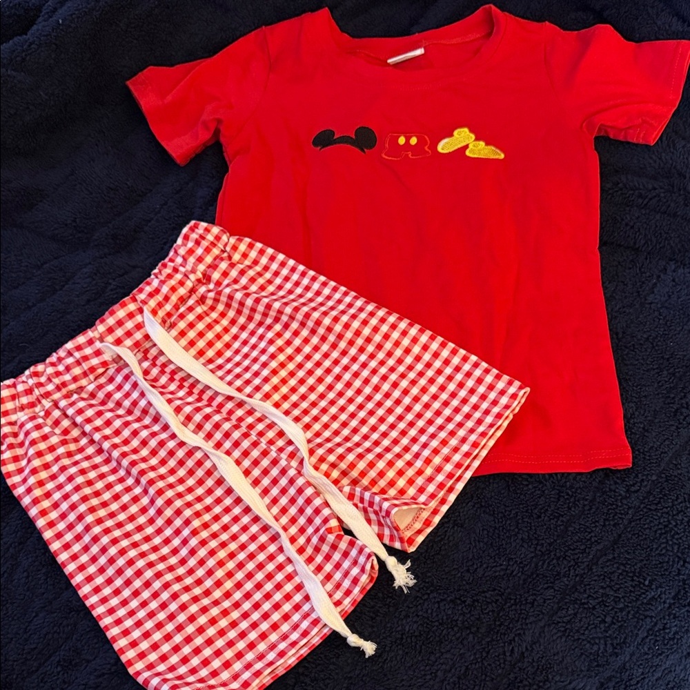 Disney Red Kids Pajama Set with Mickey Design
